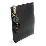 Loubicute black leather pouch