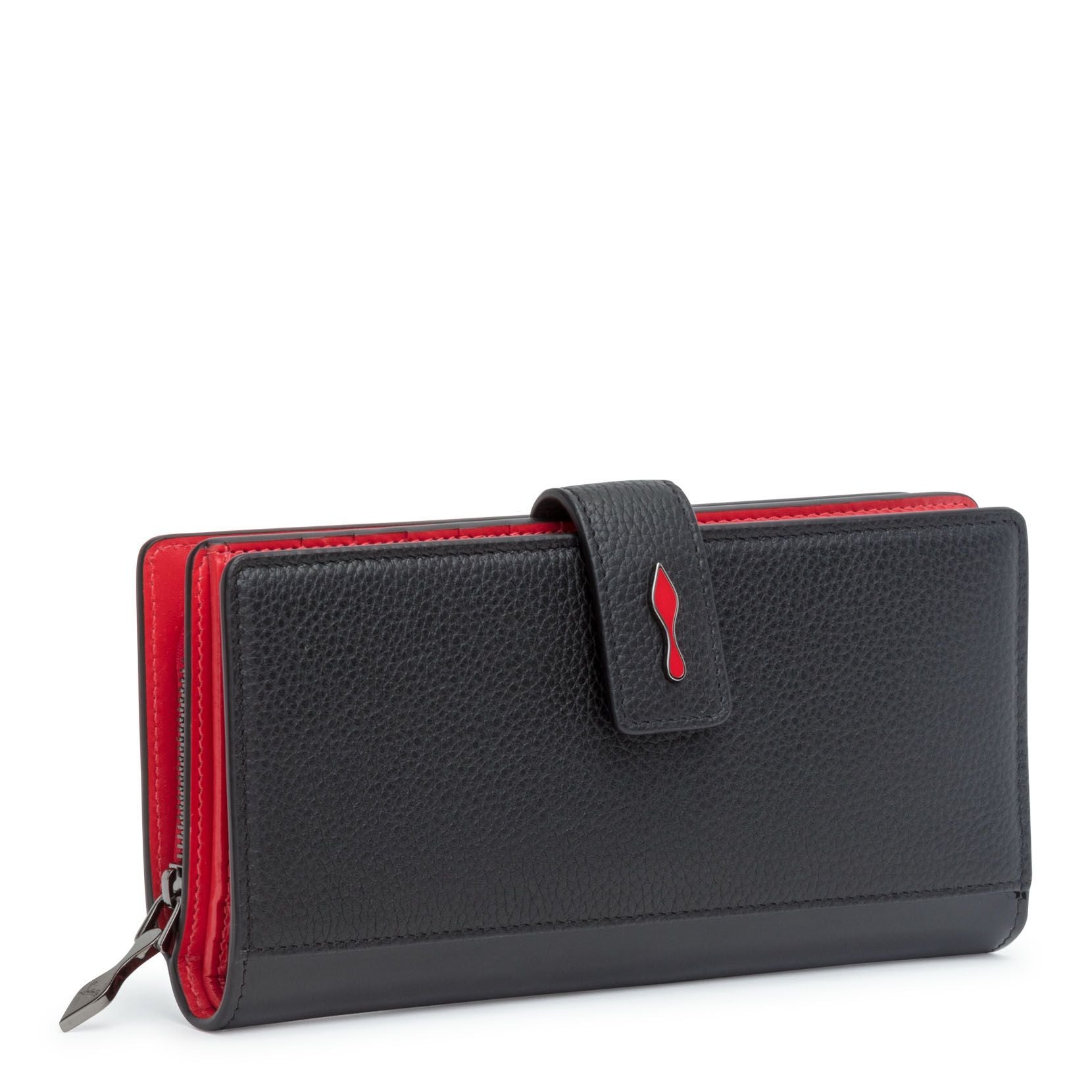 Christian Louboutin ブラックレザー長財布　パロマウォレット Paloma - Wallet on a chain - Grained calf leather - Black