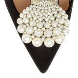 Goyetta black satin pumps