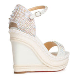 Madmonica 120 white leather wedges