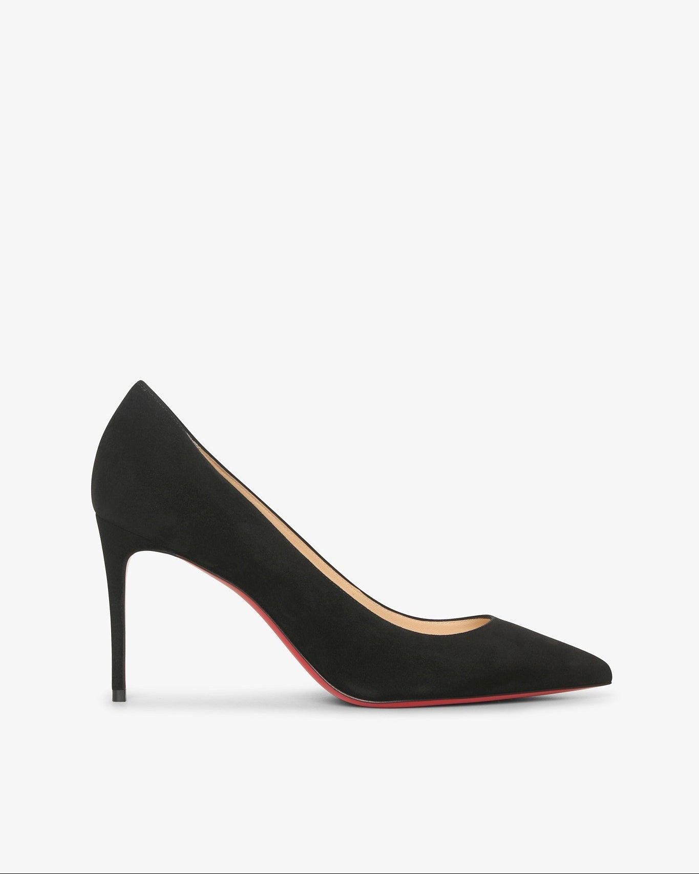 Navy blue shoe with a strap on a light gray background