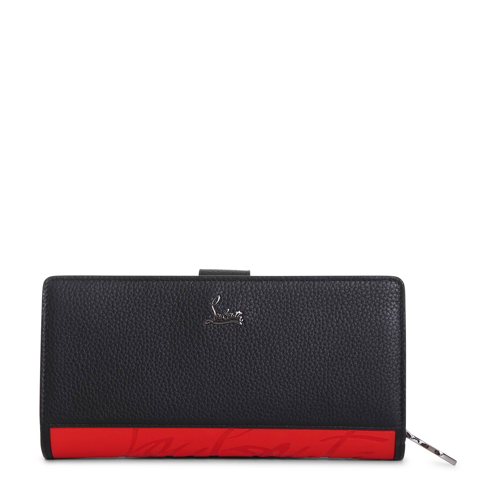 Christian Louboutin ブラックレザー長財布　パロマウォレット Paloma - Wallet on a chain - Grained calf leather - Black