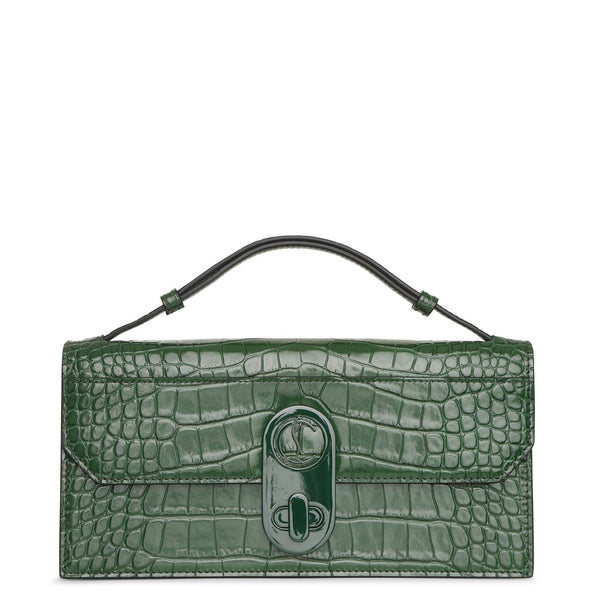 Elisa Baguette green creative leather clutch
