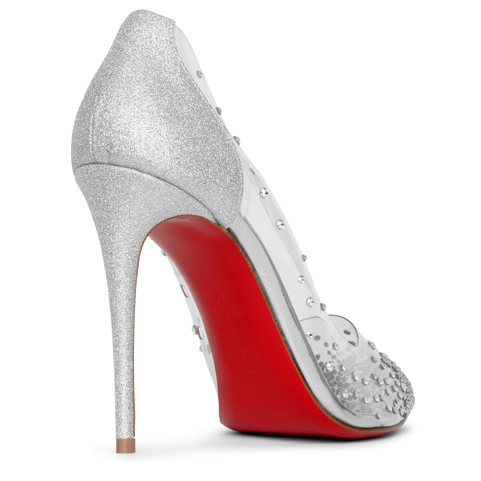 Christian Louboutin | Degrastrass pvc 100 silver glitter pumps