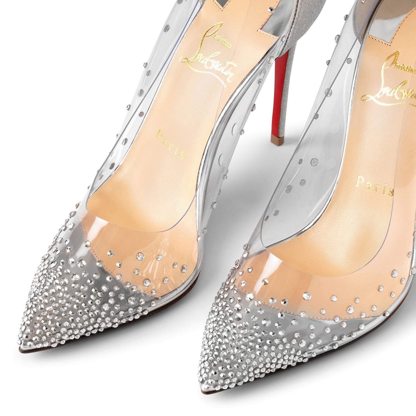 Christian Louboutin | Degrastrass pvc 100 silver glitter pumps