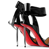 Epic Rose 100 soft patent black sandals