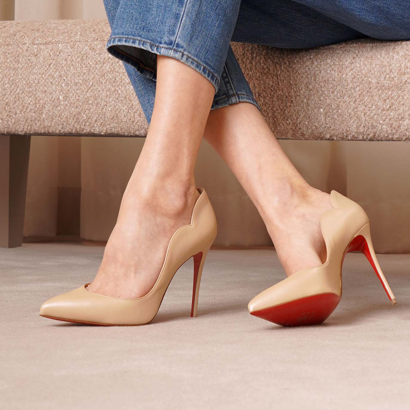 Christian Louboutin | Hot Chick 100 beige nappa pumps | Savannahs
