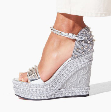 Christian Louboutin | Madmonica 120 glitter wedge sandals | Savannahs