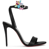Goldie Joli 100 black satin sandals