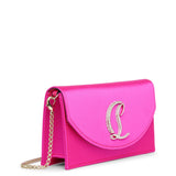 Loubi54 small strass holly pink satin clutch