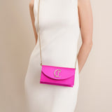 Loubi54 small strass holly pink satin clutch