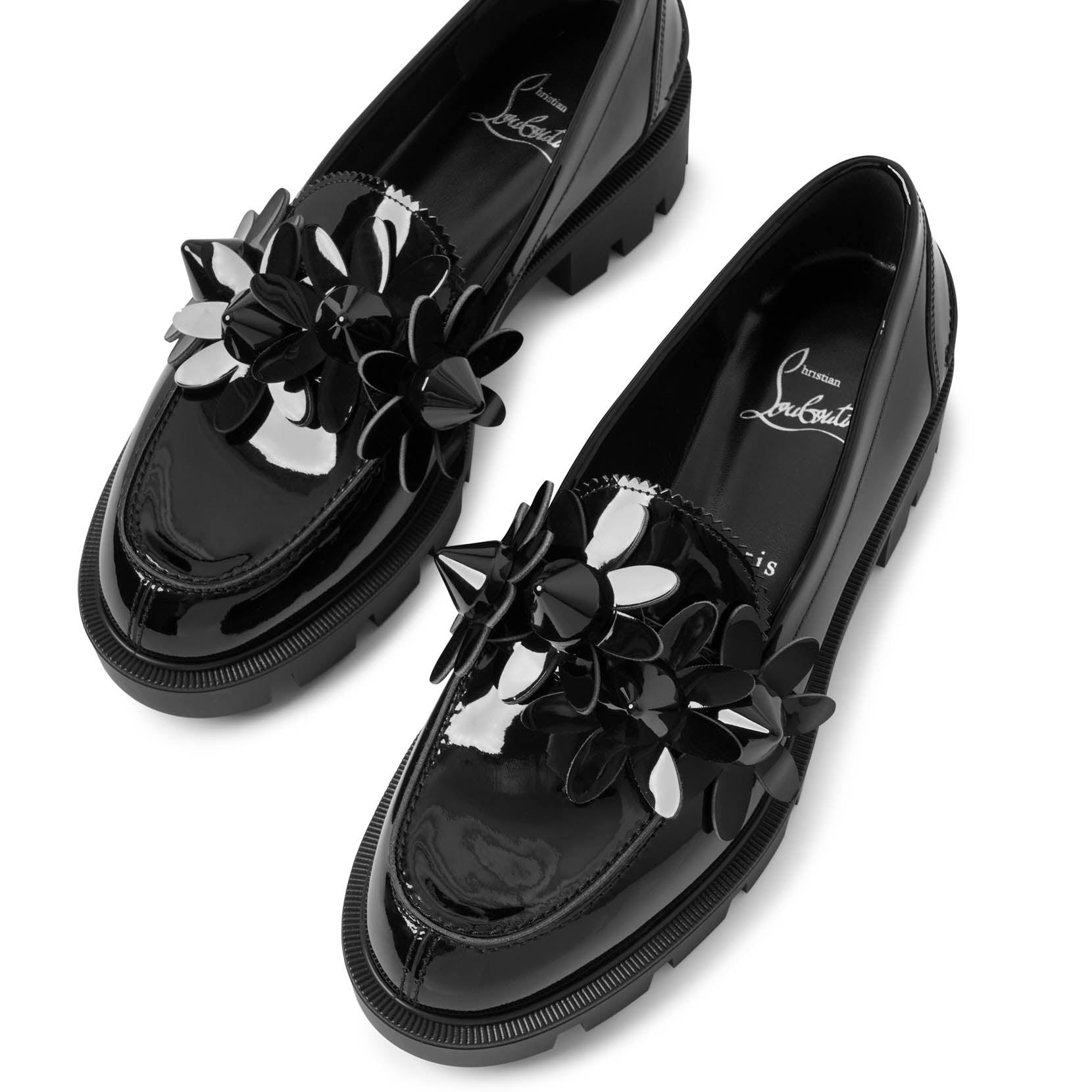 Christian Louboutin | Daisy spikes black patent flats | Savannahs