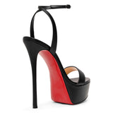 Loubi Queen 150 black leather platform sandals