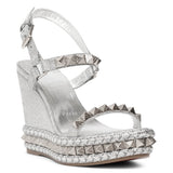 Pyraclou 110 silver glitter wedge