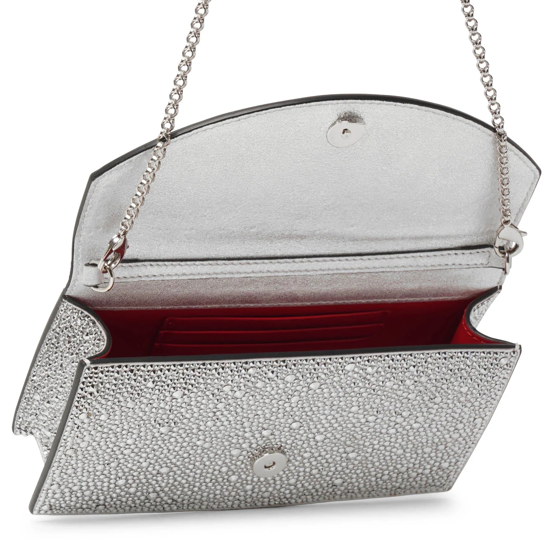 Christian Louboutinシルバーラメビジュー パーティーバッグ Christian