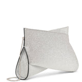 Loubitwist small silver glitter clutch