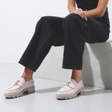 CL Moc lug flat light pink patent leather loafers