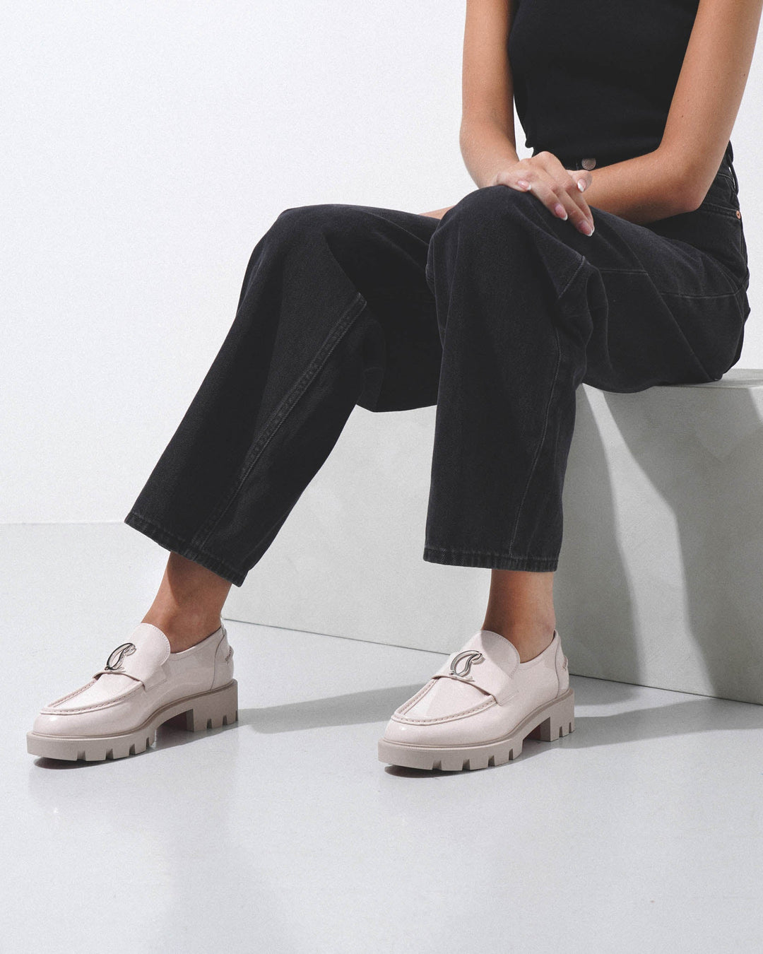【完売必至】Christian Louboutin CL Moc ラグ レザーローファー CL Moc Lug ブラック カーフレザー - Shoes - Women - Christian
