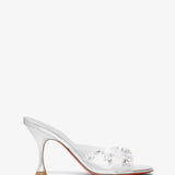 Degraqueen 85 pvc silver leather mules