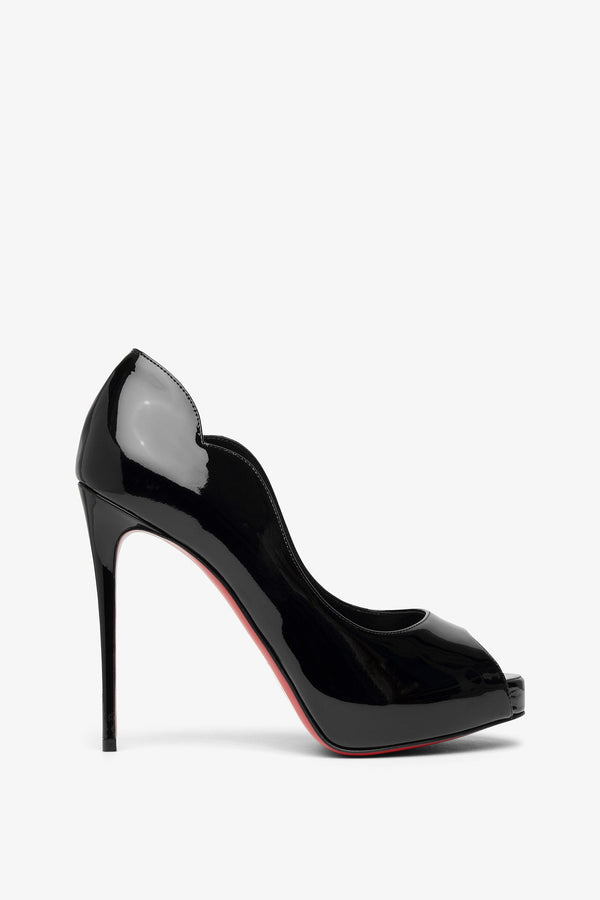 Hot Chick Alta 120 black patent pumps