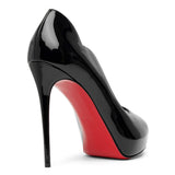 Hot Chick Alta 120 black patent pumps