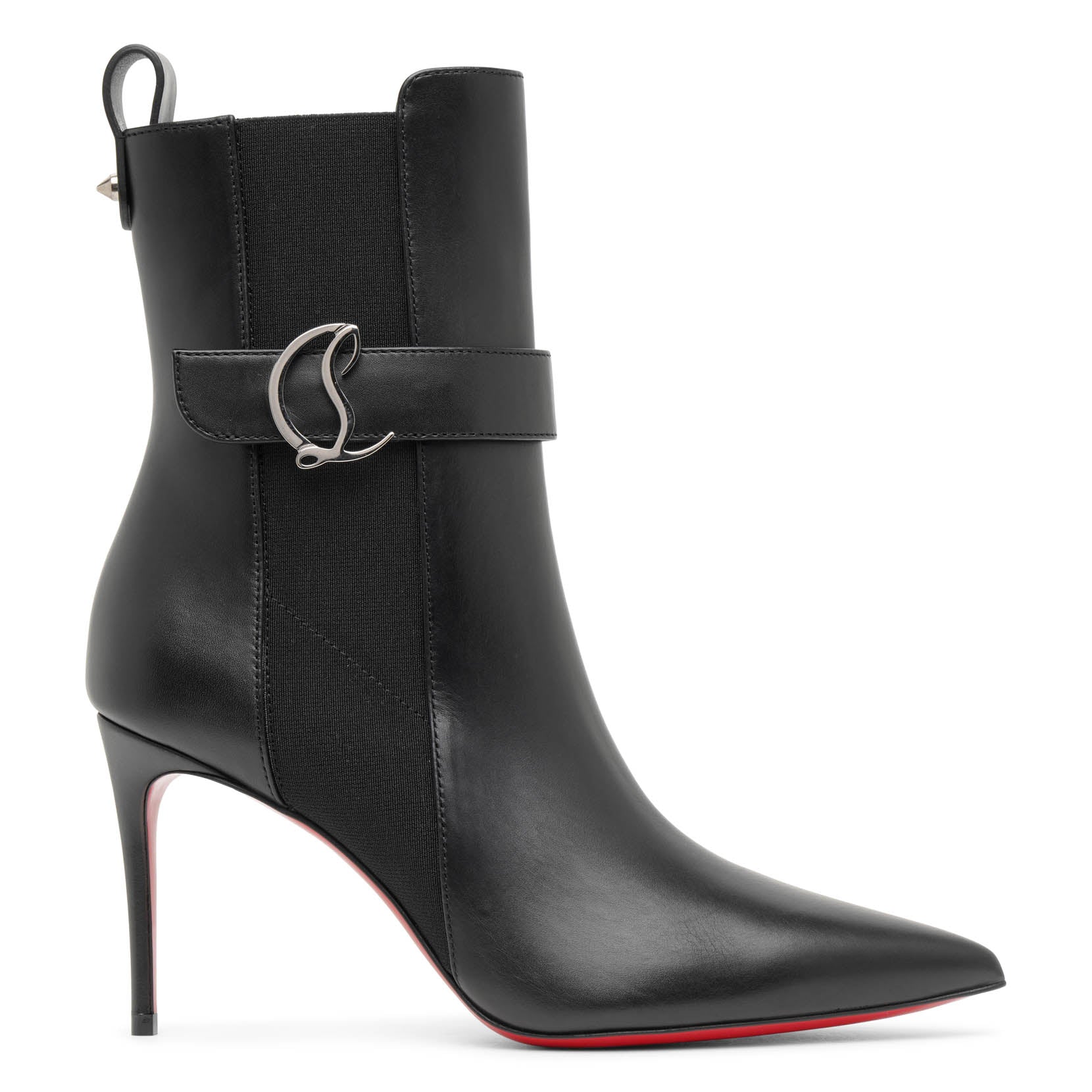 CHRISTIAN LOUBOUTIN SO CL CHELSEA 85 BLACK LEATHER ANKLE BOOTS