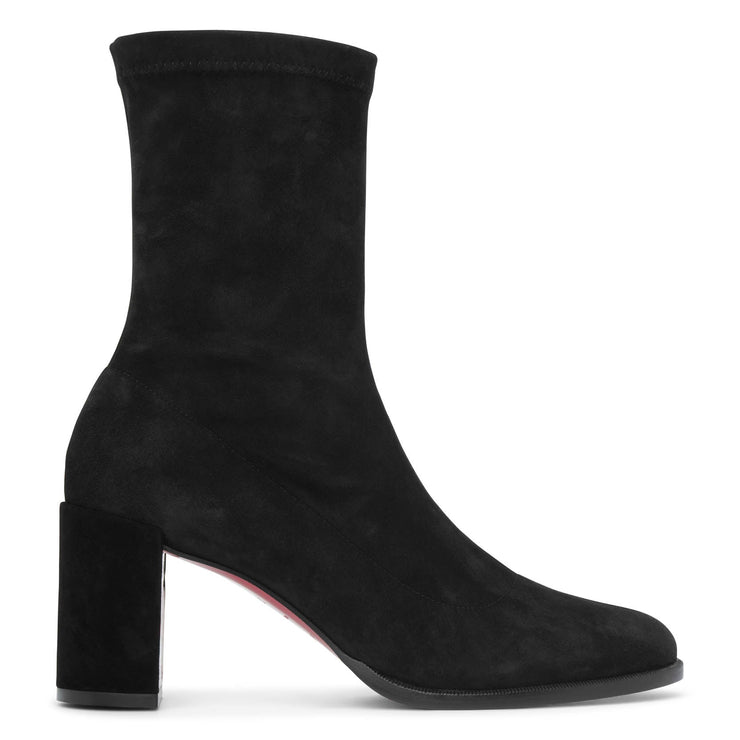 Christian Louboutin Leather and Suede Zipper Ankle Boots in Black