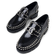 CL Moc black spikes leather flats