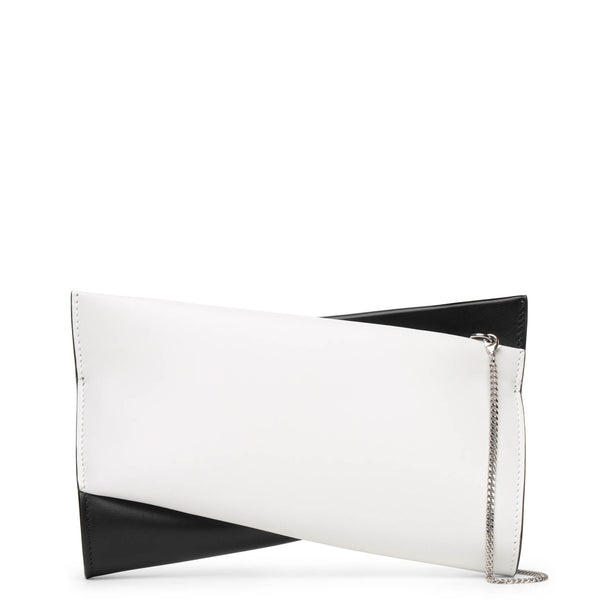 Loubitwist small black and white clutch bag