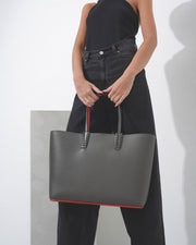 Cabata large dark grey leather tote bag