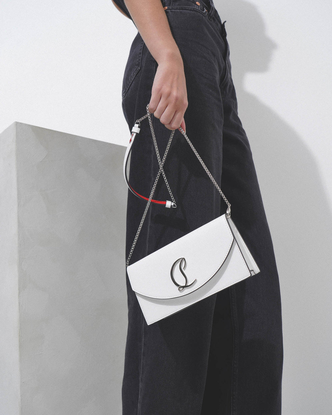 Christian Louboutin | Loubi54 white leather clutch bag