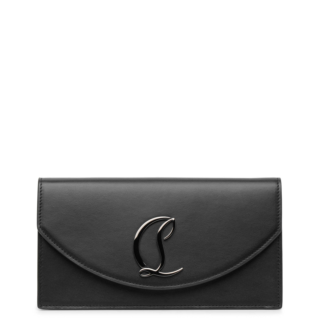 【Christian Louboutin】 Loubi54 printed leather clutch Loubi54 - Clutch - Embroidered crepe satin - Black