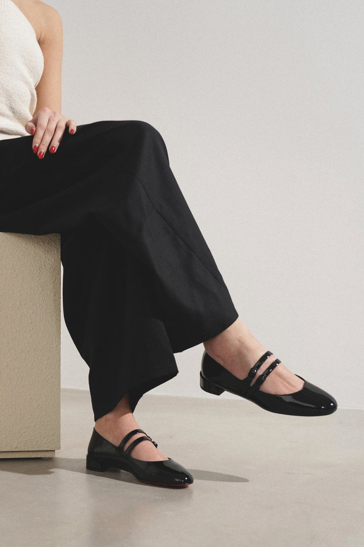 Sweet Jane black patent ballerinas