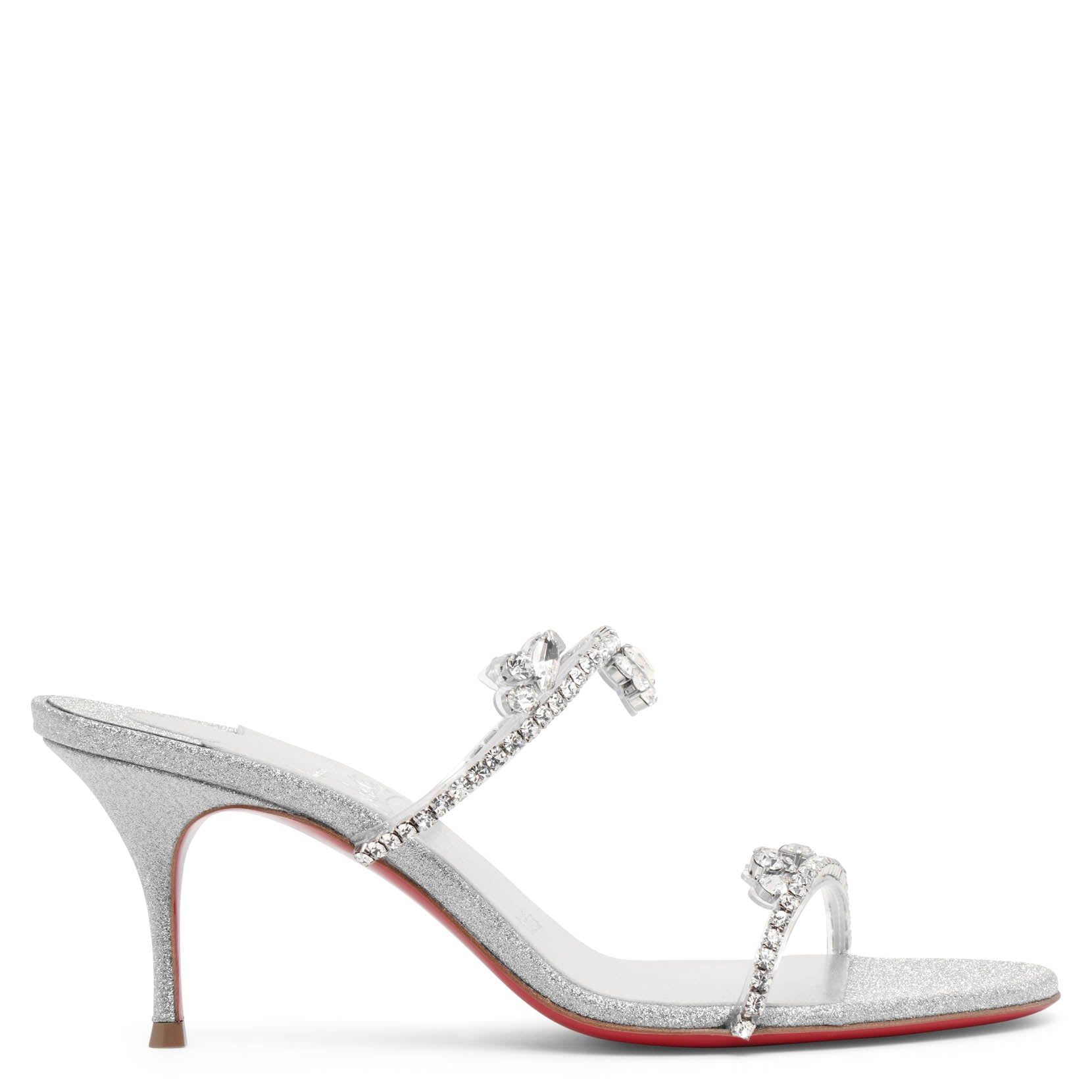 Christian Louboutin Just Queen 70 Leather And Pvc Heeled Sandals In Silver/cry/lin