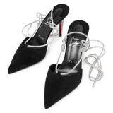 Astrid lace black suede pumps