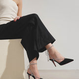 Astrid lace black suede pumps