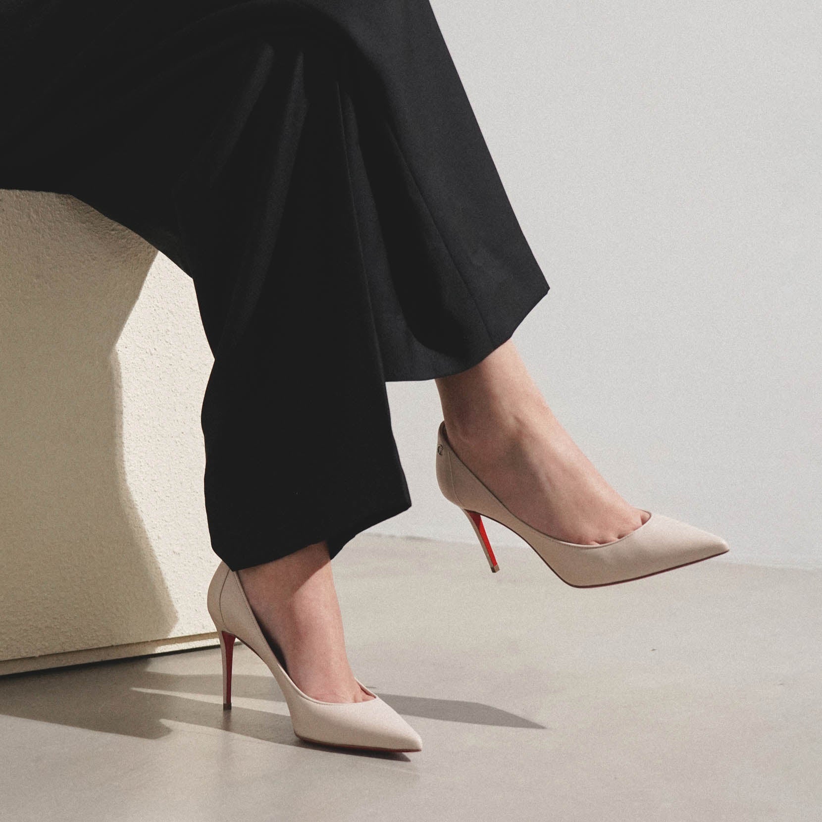 Christian Louboutin | Sporty Kate 85 beige leather pumps | Savannahs