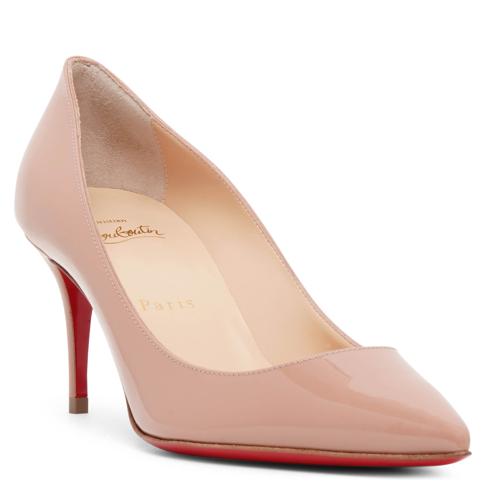 Kate 70 beige patent pumps