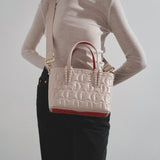 Cabata E/W mini beige leather tote bag