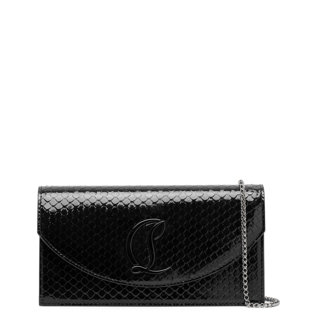 Louboutin black 2025 patent clutch bag