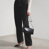 Loubi54 black patent clutch