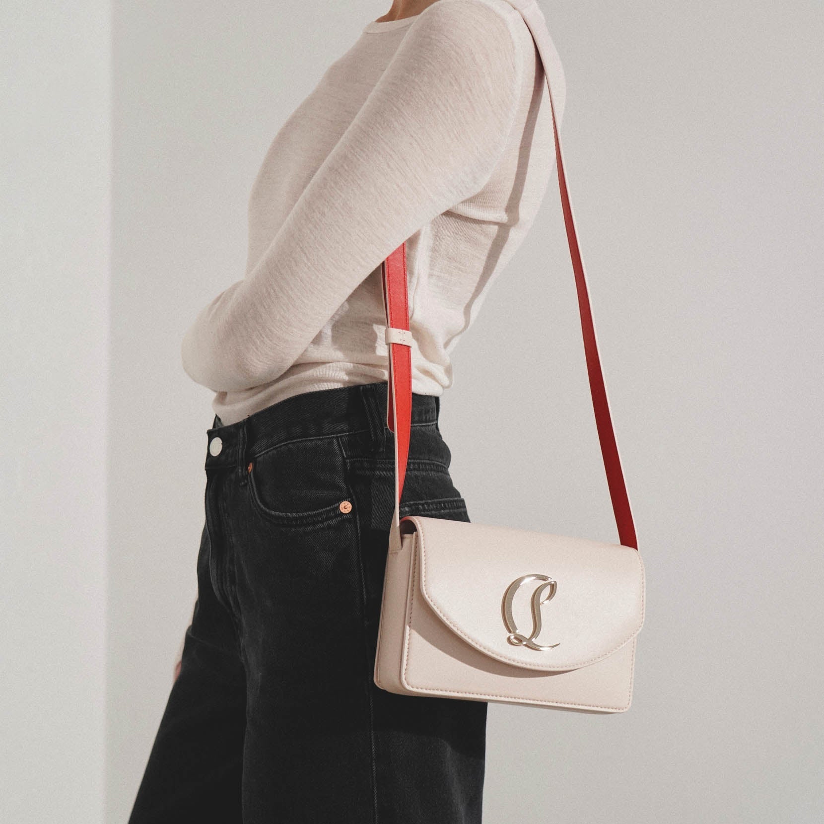 Christian Louboutin | Loubi54 small beige leather crossbody bag Christian Louboutin | Loubi54 small beige leather crossbody bag