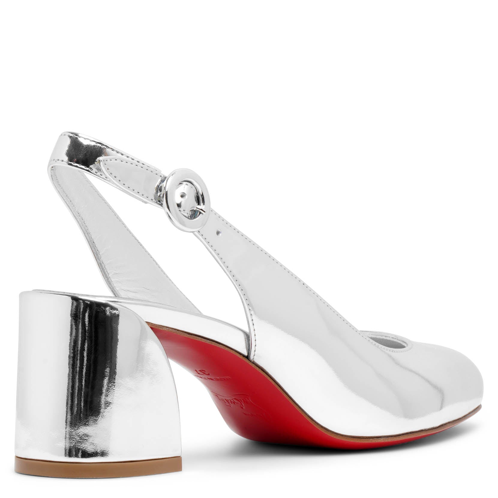 Shop Christian Louboutin So Jane Sling 55 Silver Patent Slingbacks