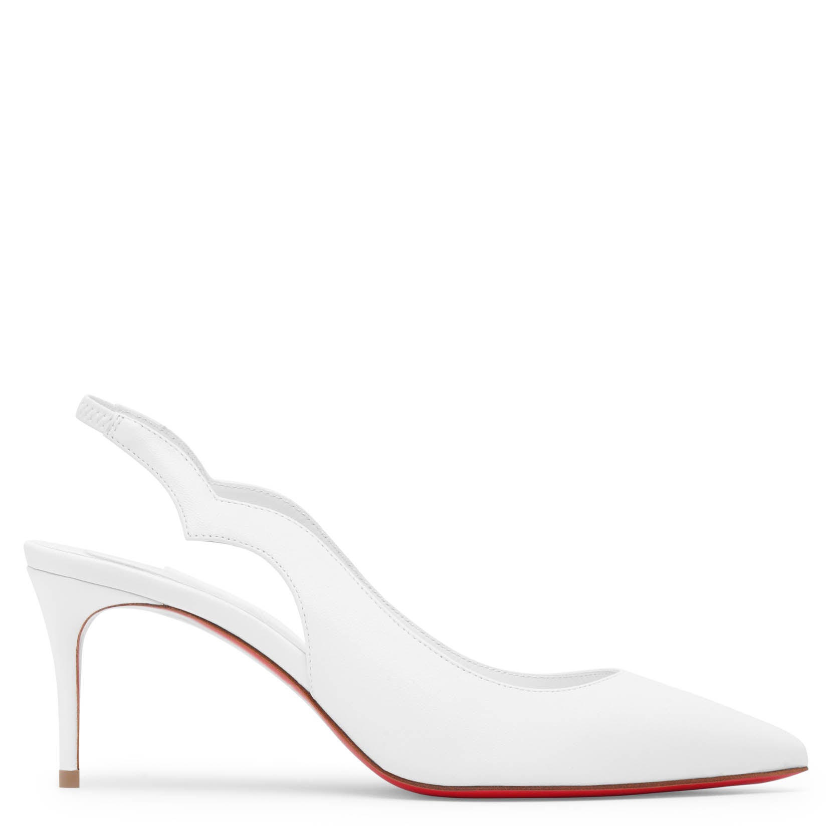 Shop Christian Louboutin Hot Chick 70 White Leather Slingbacks