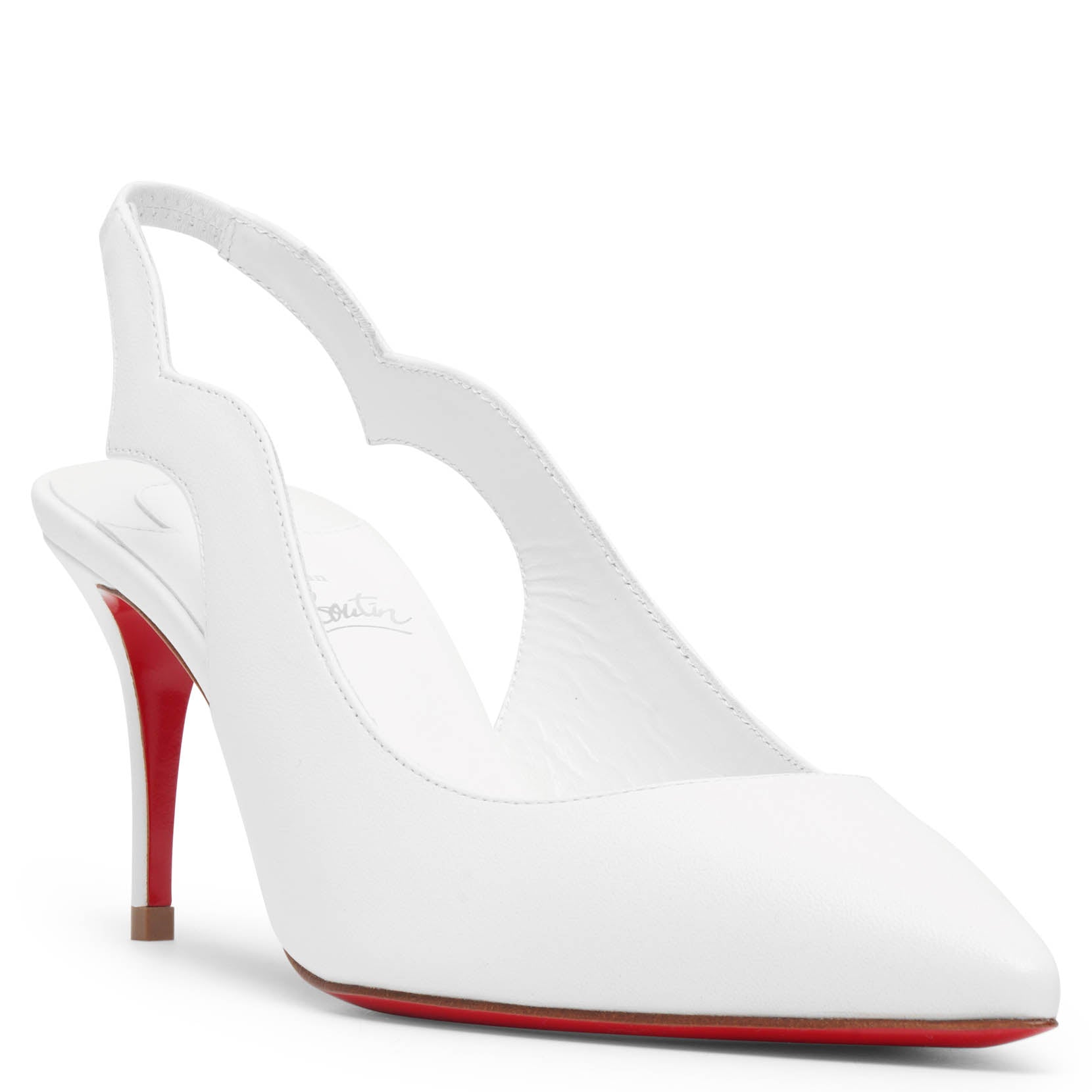 Hot Chick 70 white leather slingbacks