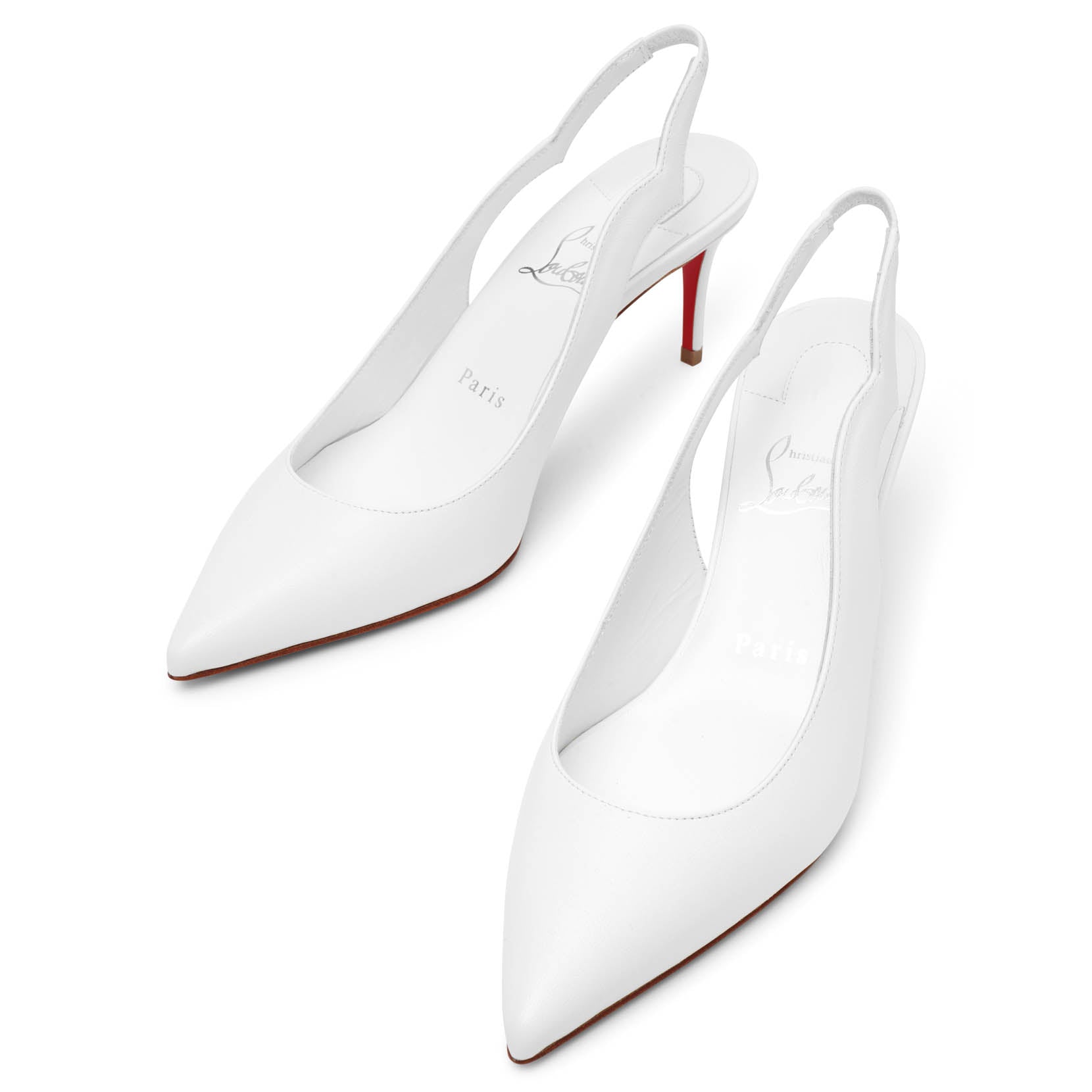 Hot Chick 70 white leather slingbacks