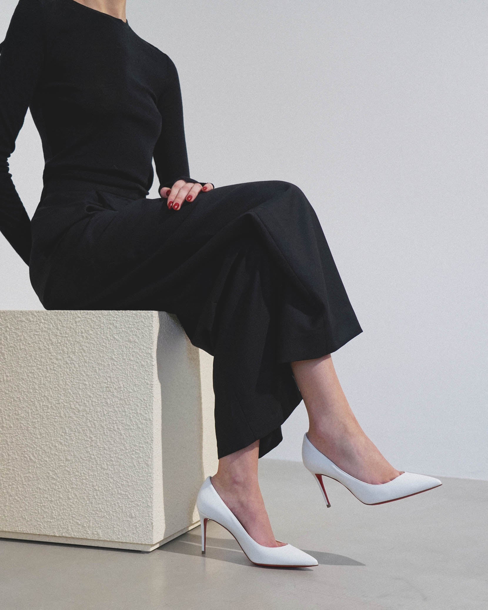 Kate 85 white leather pumps