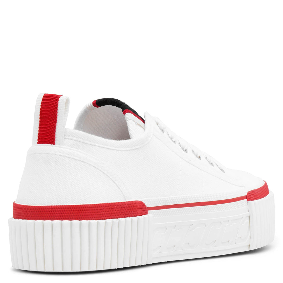 【Christian Louboutin】 Super Pedro CLプラットフォームスニー Super Pedro CL platform sneakers in white - Christian