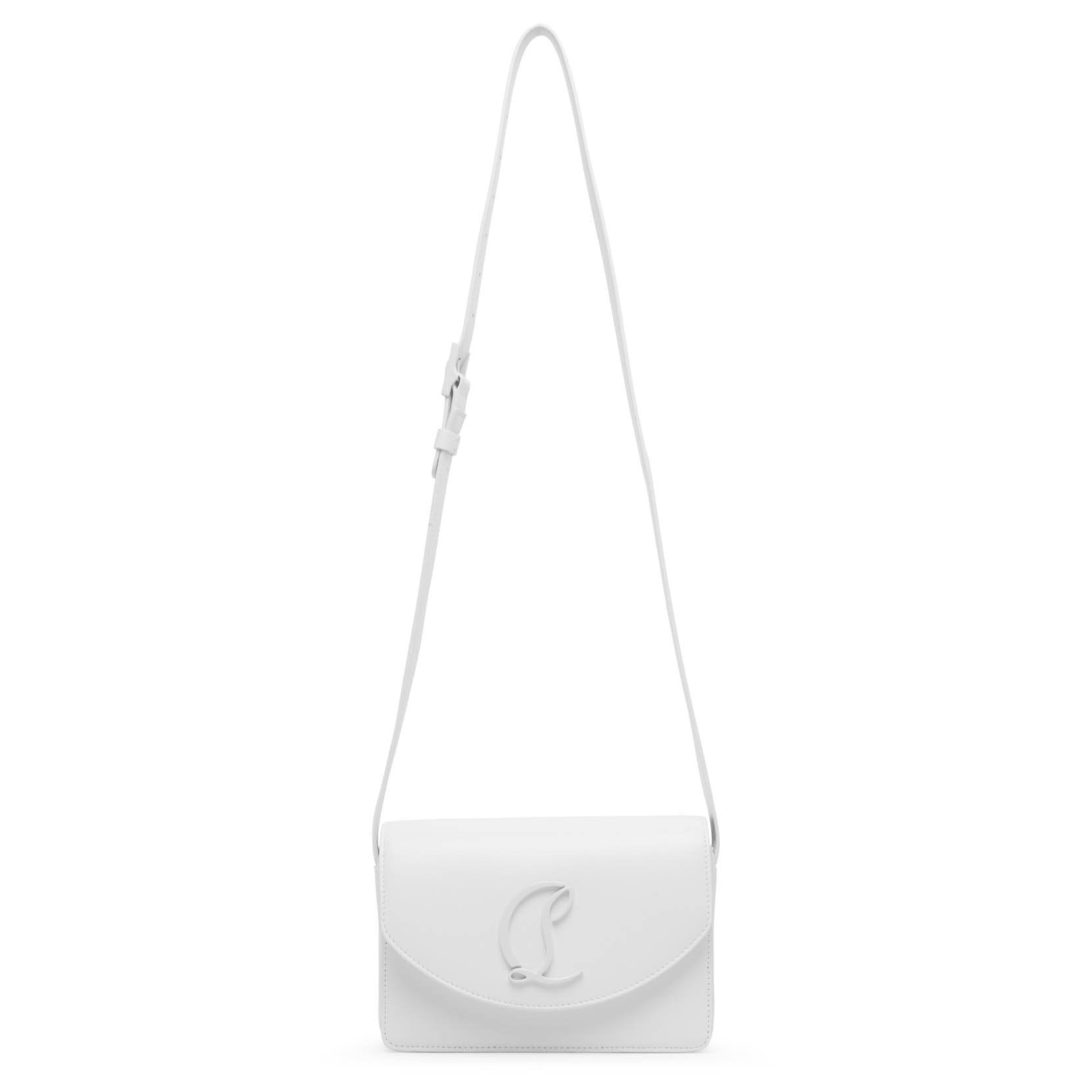 Shop Christian Louboutin Loubi54 Small White Leather Crossbody Bag
