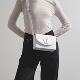 Loubi54 small white leather crossbody bag